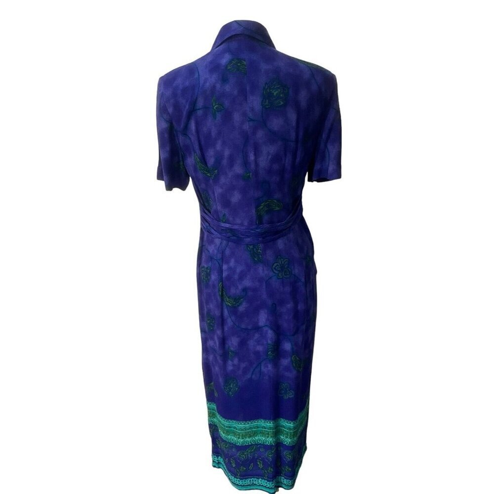S.L. Fashions Petites Button Up Maxi Dress Size 10P Green Floral Sleeveless - Picture 4 of 5